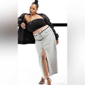 ASOS DESIGN denim maxi skirt! Color: washed gray! Size 18! ☑️☑️